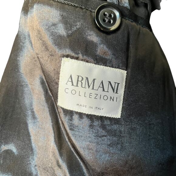 Vintage Armani Collezioni Men's Overcoat Trench Coat Black Jacket Formal Size 40 - Picture 4 of 14